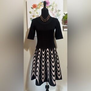 Danny and Nicole 3/4 Sleeve Black and Tan  Dress Size S